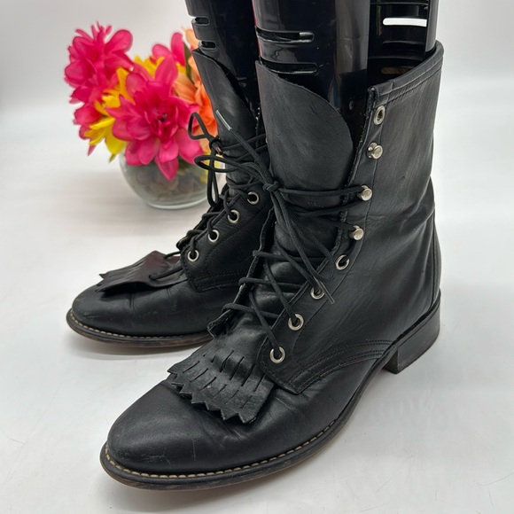 Laredo Shoes - Laredo Roper Black Leather  Ladies Boots Size 9 TB7165